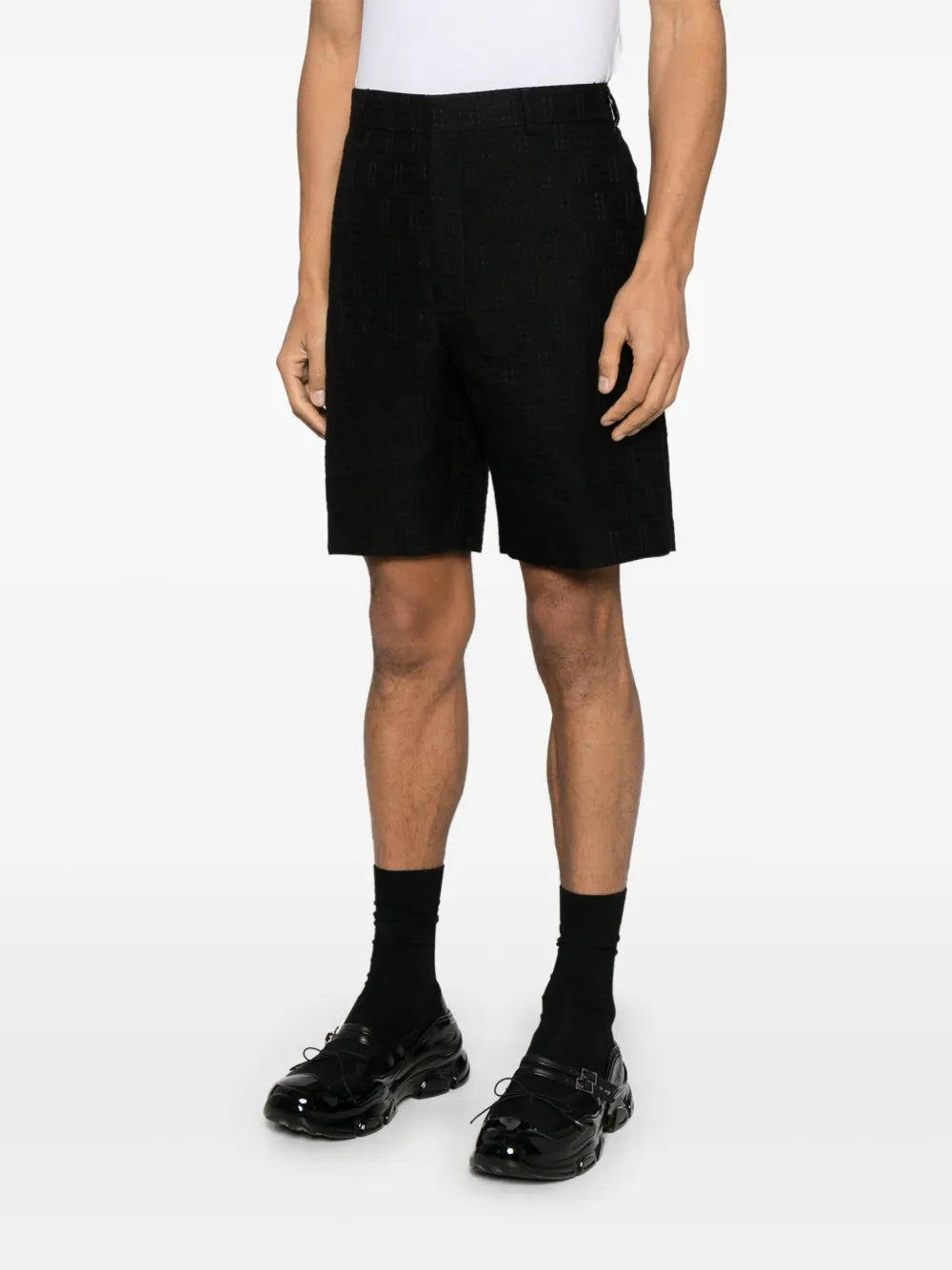 Image of Fendi Black Linen Shorts by Fendi for Men - Season Spring-Summer 2025 - Detail View 1