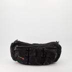 black denim bag, multi-pocket bag, unisex bag, adjustable strap, Diesel bag
