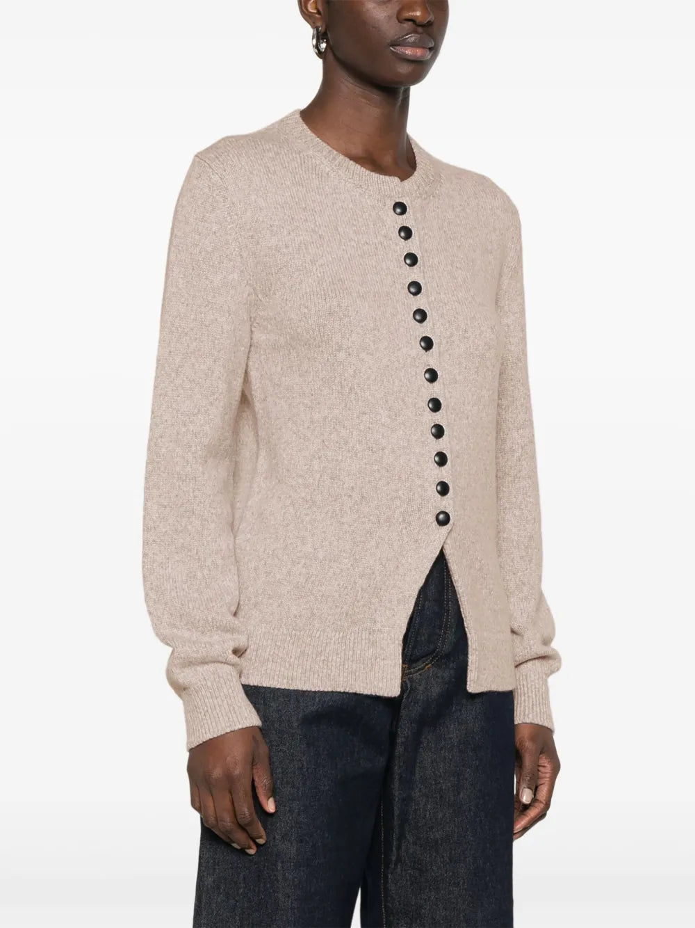 cashmere cardigan, Khaite, long sleeves, Spring-Summer 2025, beige cardigan