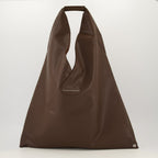 Classic Brown Japanese Bag, MM6 bag, triangular silhouette bag, smooth leather bag, contemporary design bag