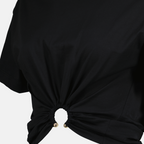 Immagine della t-shirt nera con piercing di Rabanne per donne - Stagione Primavera-Estate 2025 - Vista dettaglio prodotto 2