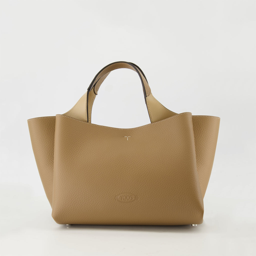 beige leather bag, Tod's cabas, designer handbag, grained leather, women's accessory