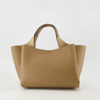 beige leather bag, Tod's cabas, designer handbag, grained leather, women's accessory