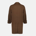 Imagen de abrigo de lana marrón de Officine Générale para hombres - Temporada Otoño-Invierno 2025 - Vista de detalle del producto 1