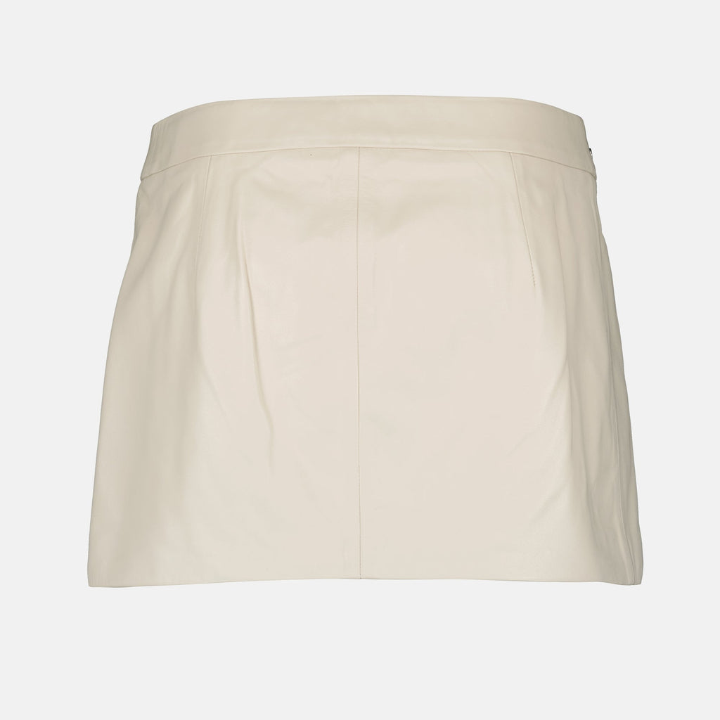 leather skirt, Yori skirt, beige skirt, fashion skirt, adjustable belt skirt
