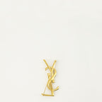 Saint Laurent brooch, Cassandre serpent accessory, metallic gold pin, luxury accessories, high-end jewelry