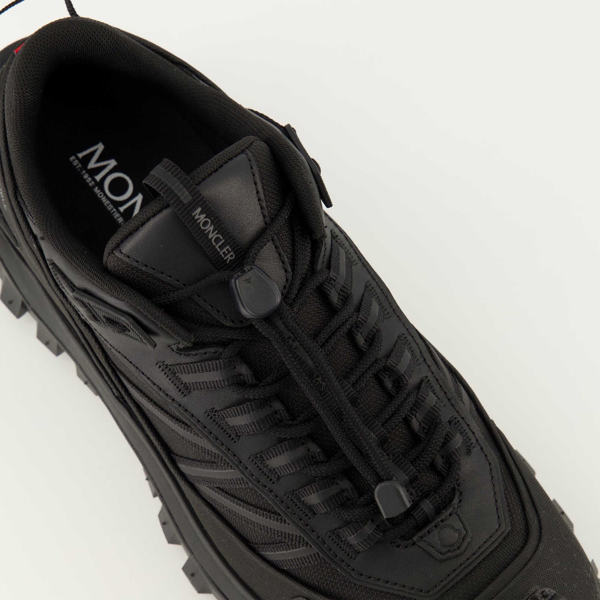 Image of Trailgrip GTX Black Sneakers by Moncler for Men - Season Spring-Summer 2026 - Top Detail View