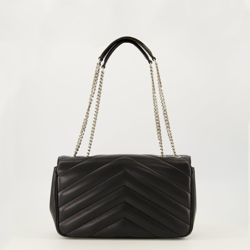 Loulou Medium ブラックレザー ショルダーバッグ