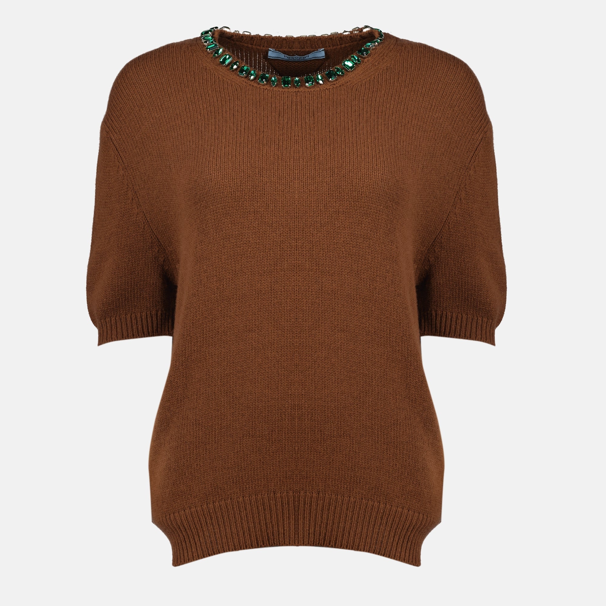 Image of Brown Cashmere and Wool Sweater by Prada for Women - Season Spring-Summer 2026 - Front View