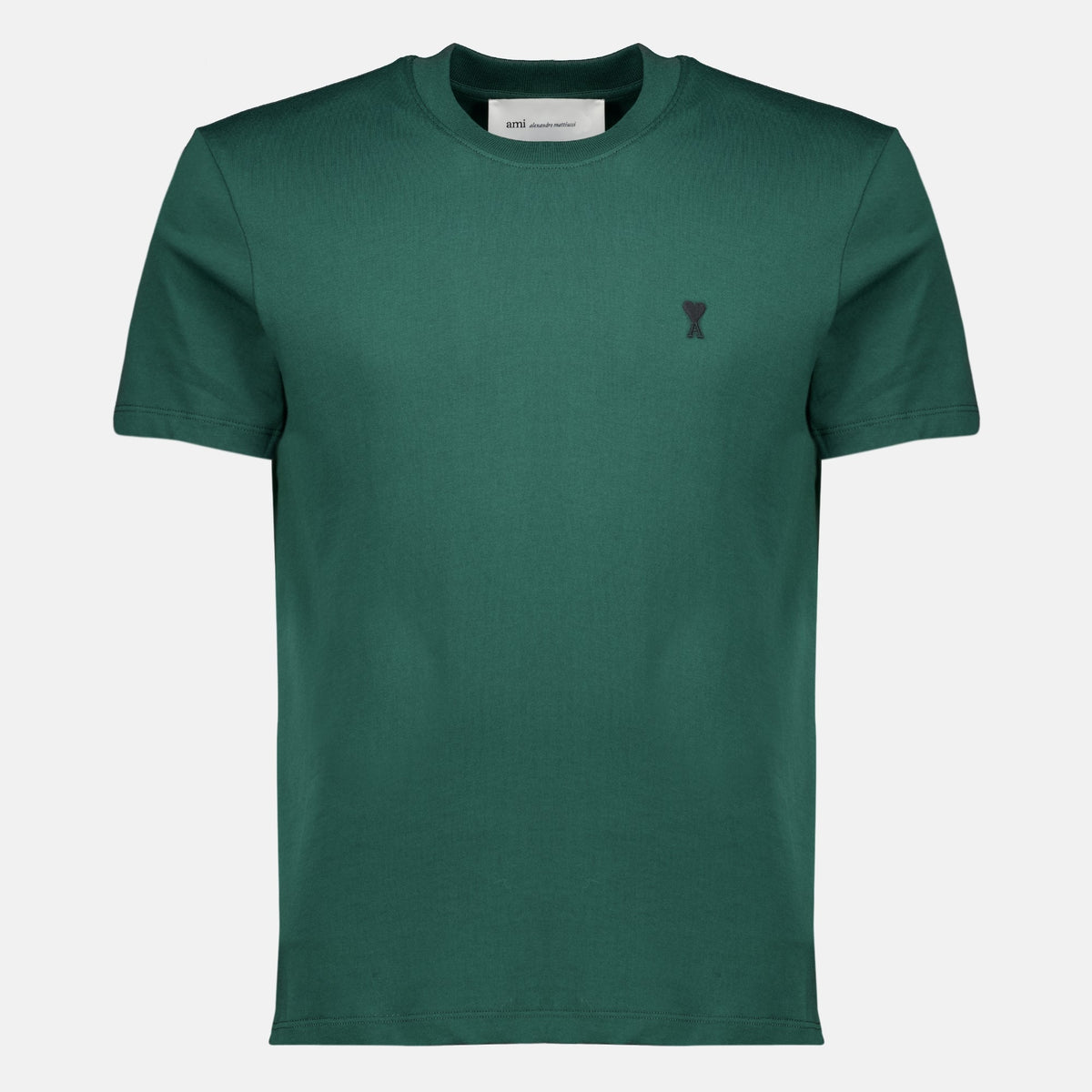 Camiseta verde de algodón con logotipo bordado