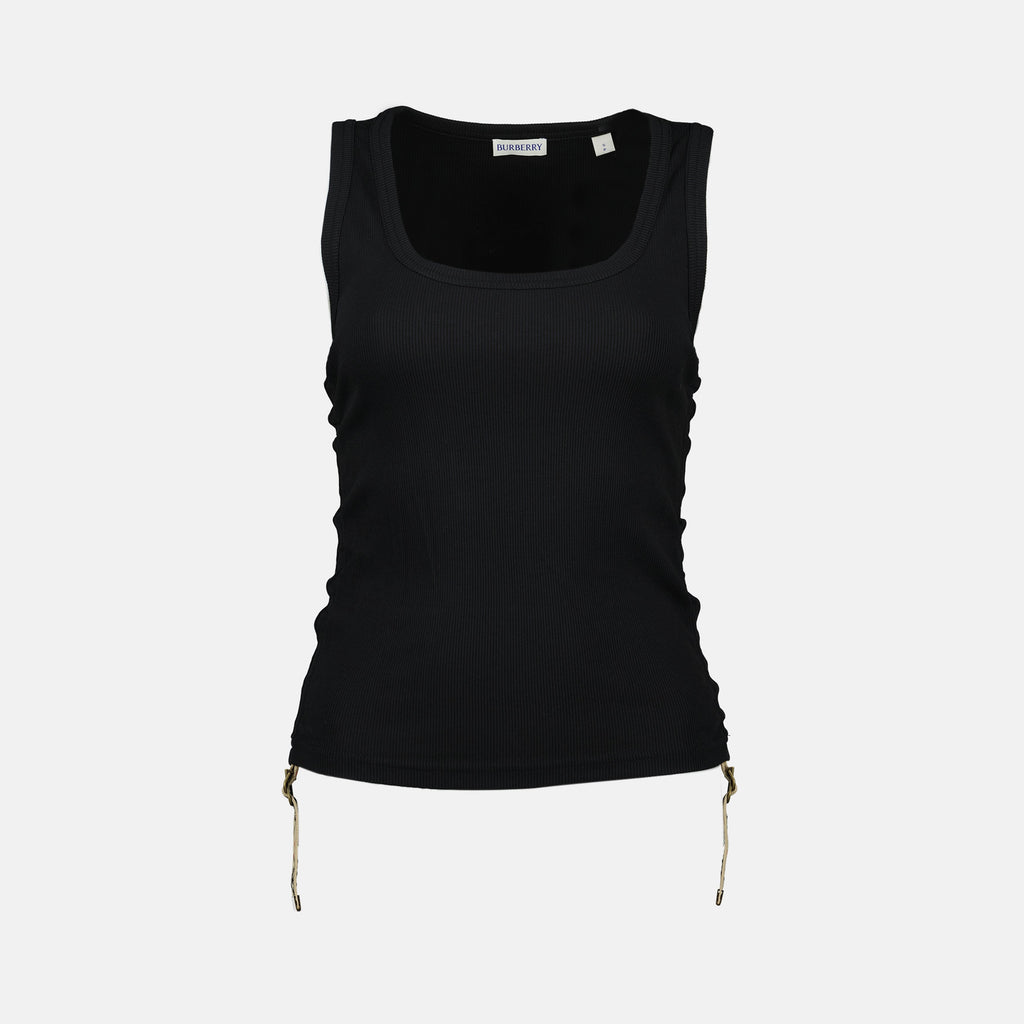 black tank top, Burberry apparel, stylish summer essential, women's fashion, cotton top