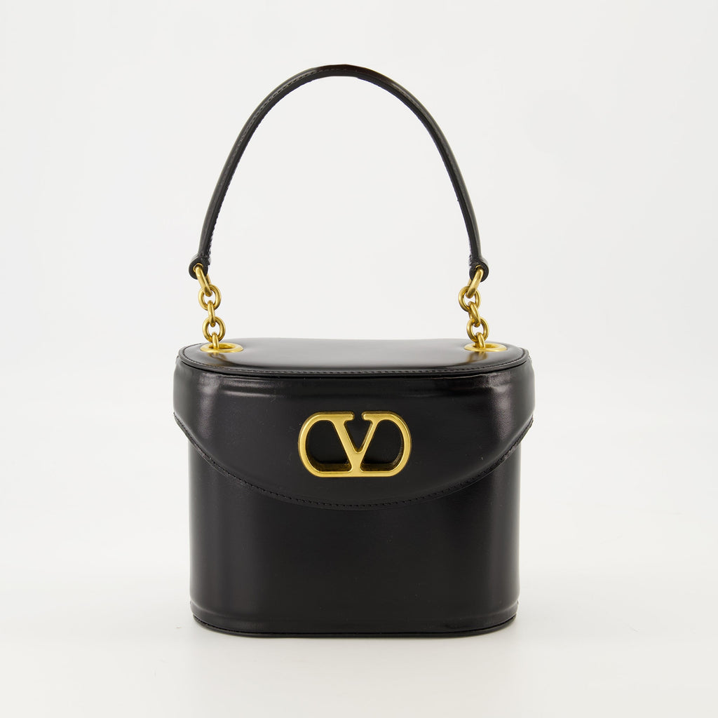 black handbag, Valentino Garavani bag, chic handbag, structured bag, fashion accessory