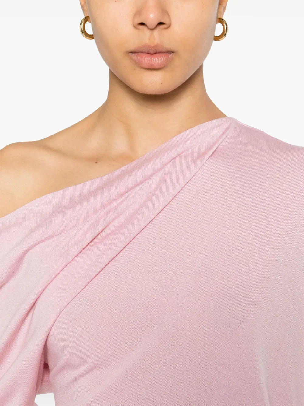 Image of Draped Wool Sweater by Moschino for Women - Season Spring-Summer 2025 - Detail View 7