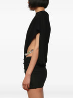 Asymmetrical Black Viscose Dress