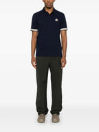 Image of Moncler Navy Logo Polo by Moncler for Men - Season Spring-Summer 2025 - Back View
