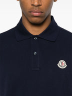 Image of Moncler Navy Logo Polo by Moncler for Men - Season Spring-Summer 2025 - Detail View 6