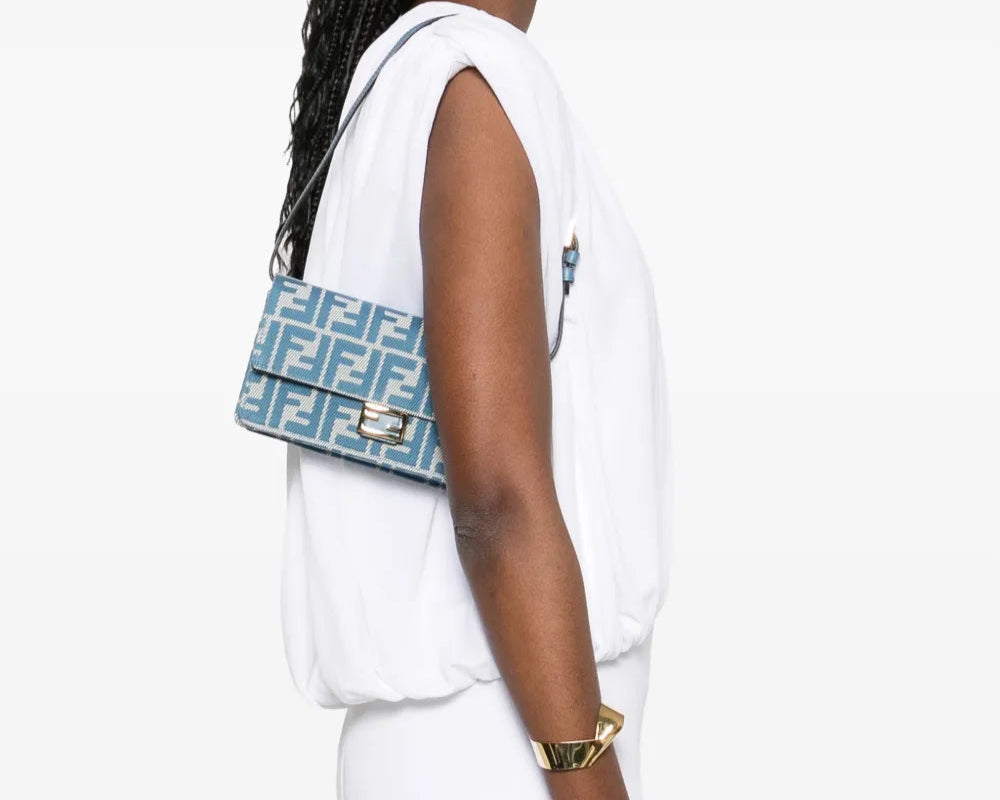 Fendi Baguette Wallet, denim wallet, designer wallet, women's accessories, luxury wallet