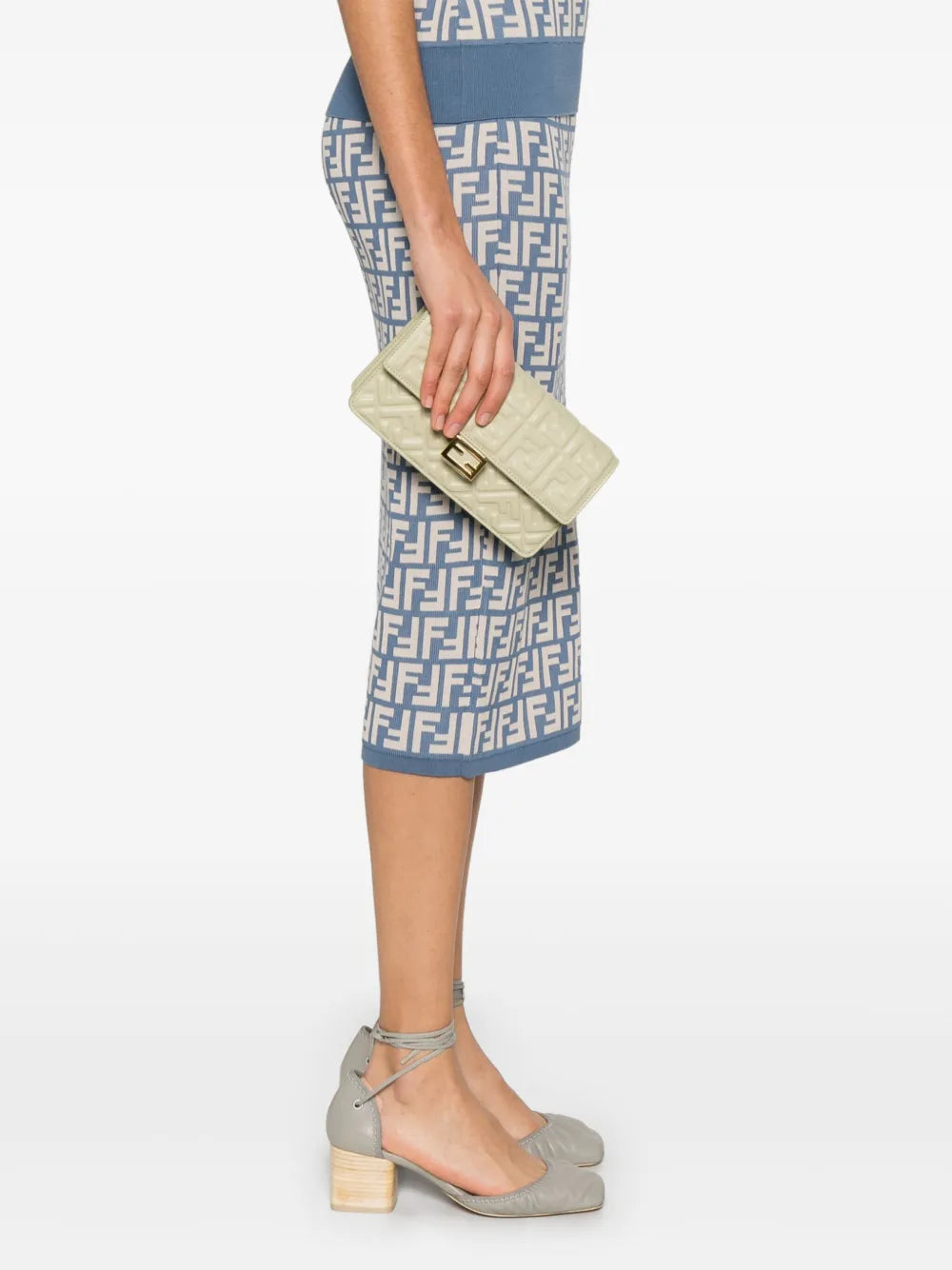 Fendi wallet, green leather wallet, designer wallet, Baguette model, luxury accessory