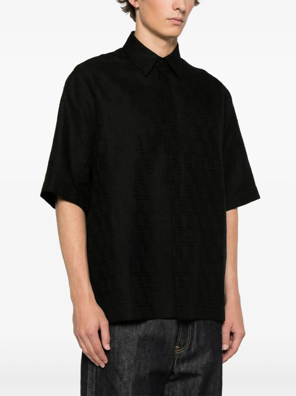 fendi black dress shirt Fendi Black Roma Cotton L/S Mens Button Front Size 39 Mint