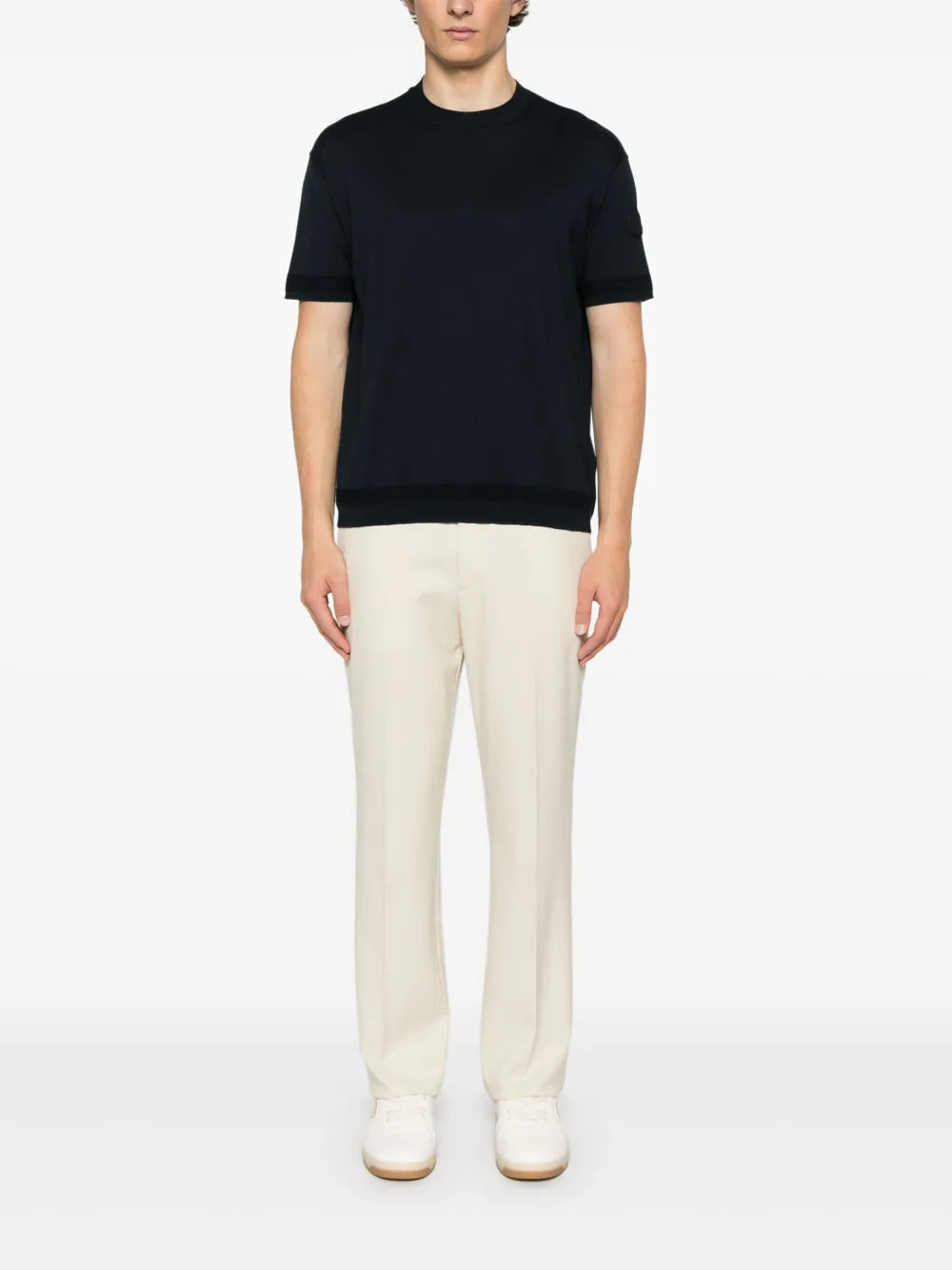 Short Sleeve Navy Blue Sweater