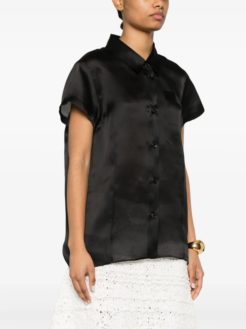 Keefe shirt, Khaite black shirt, silk shirt, women's fashion, Spring-Summer 2025 collection