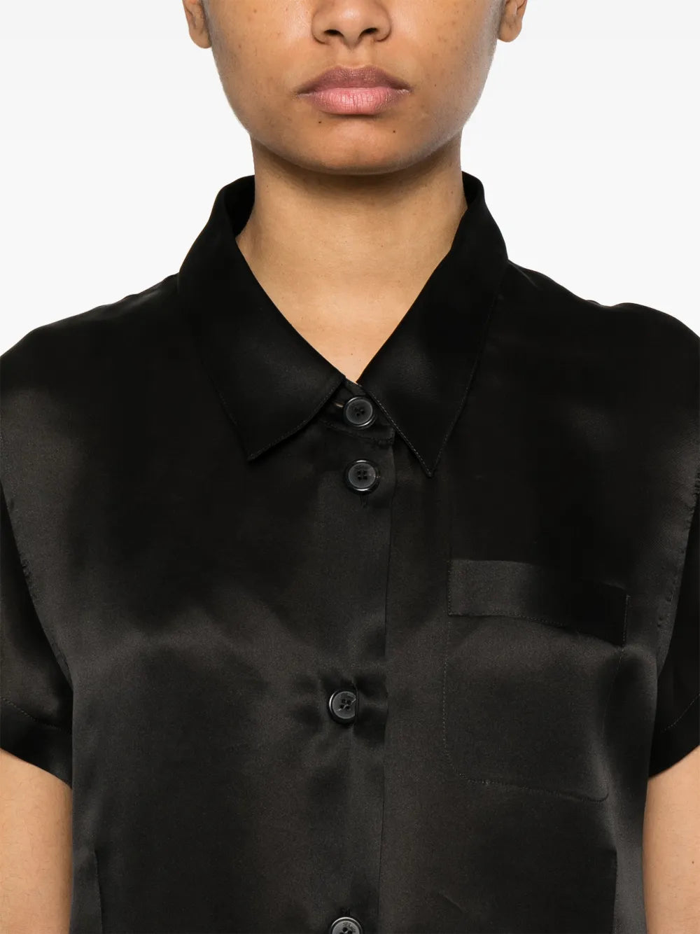 Keefe shirt, Khaite black shirt, silk shirt, women's fashion, Spring-Summer 2025 collection