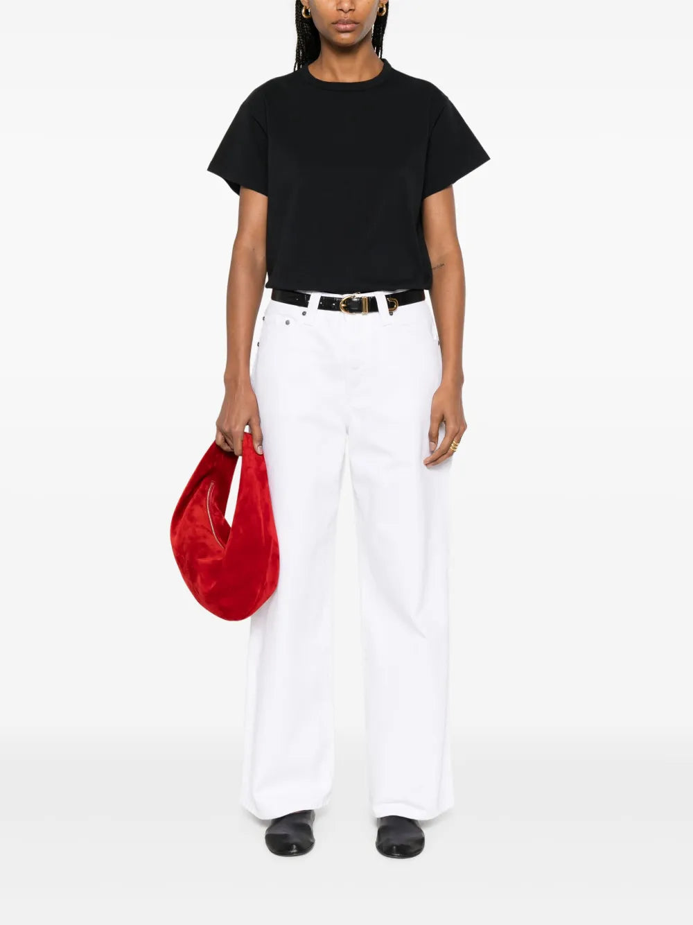 Khaite Sowen jeans, white wide-leg jeans, chic denim, five-pocket design, comfortable stylish jeans