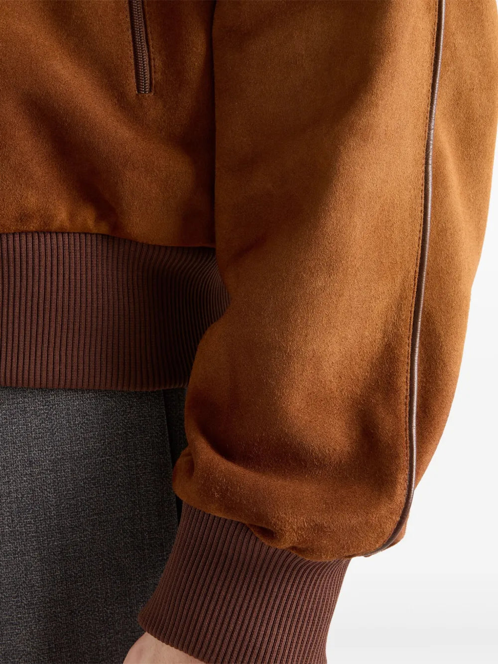 Blouson de Cuero de Terciopelo Marrón