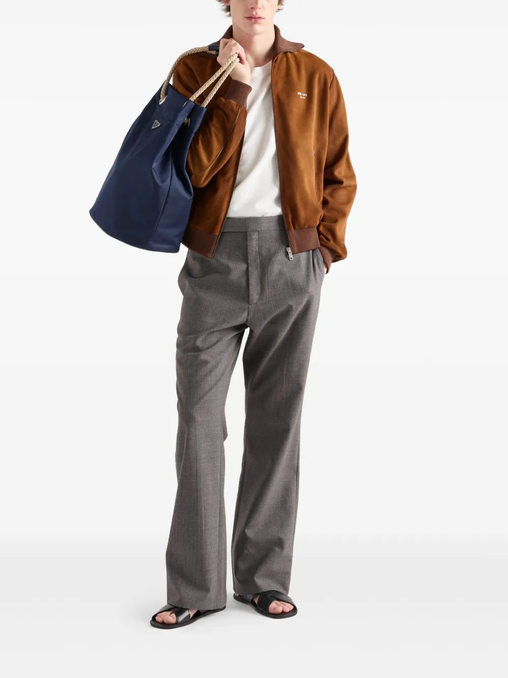 Blouson de Cuero de Terciopelo Marrón