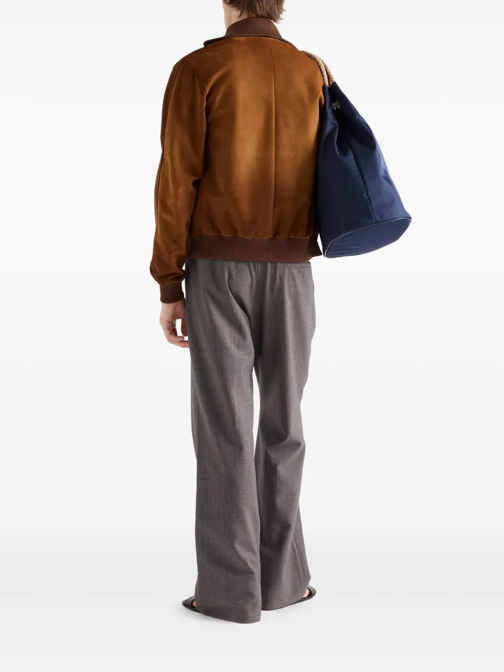 Blouson de Cuero de Terciopelo Marrón