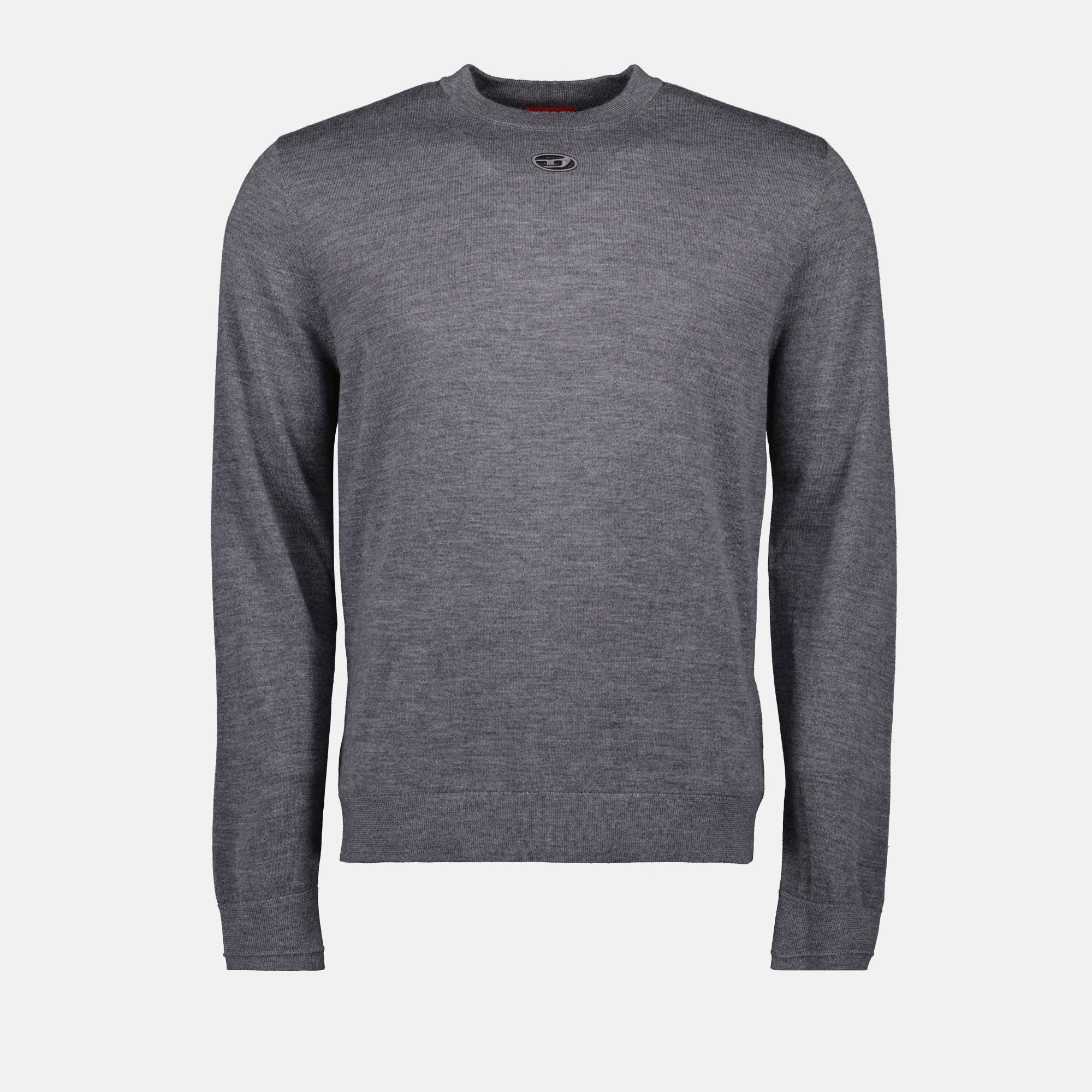 K-Valiam Pullover, Diesel Knitwear, Men's Wool Pullover, Grey Knit Sweater, Casual Knitwear