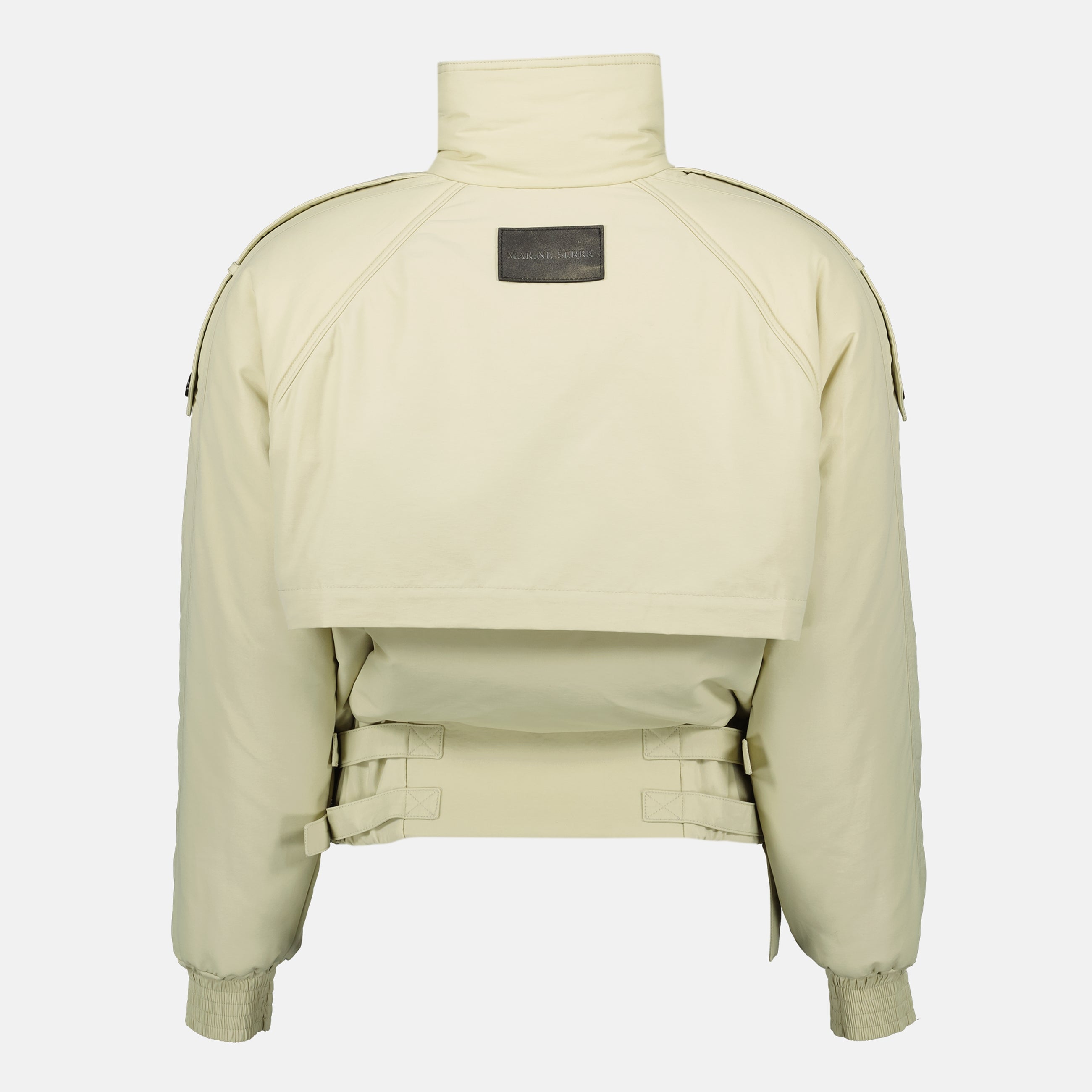 Marine Serre bomber jacket, beige bomber jacket, gabardine jacket, unisex outerwear, Autumn-Winter 2025 collection