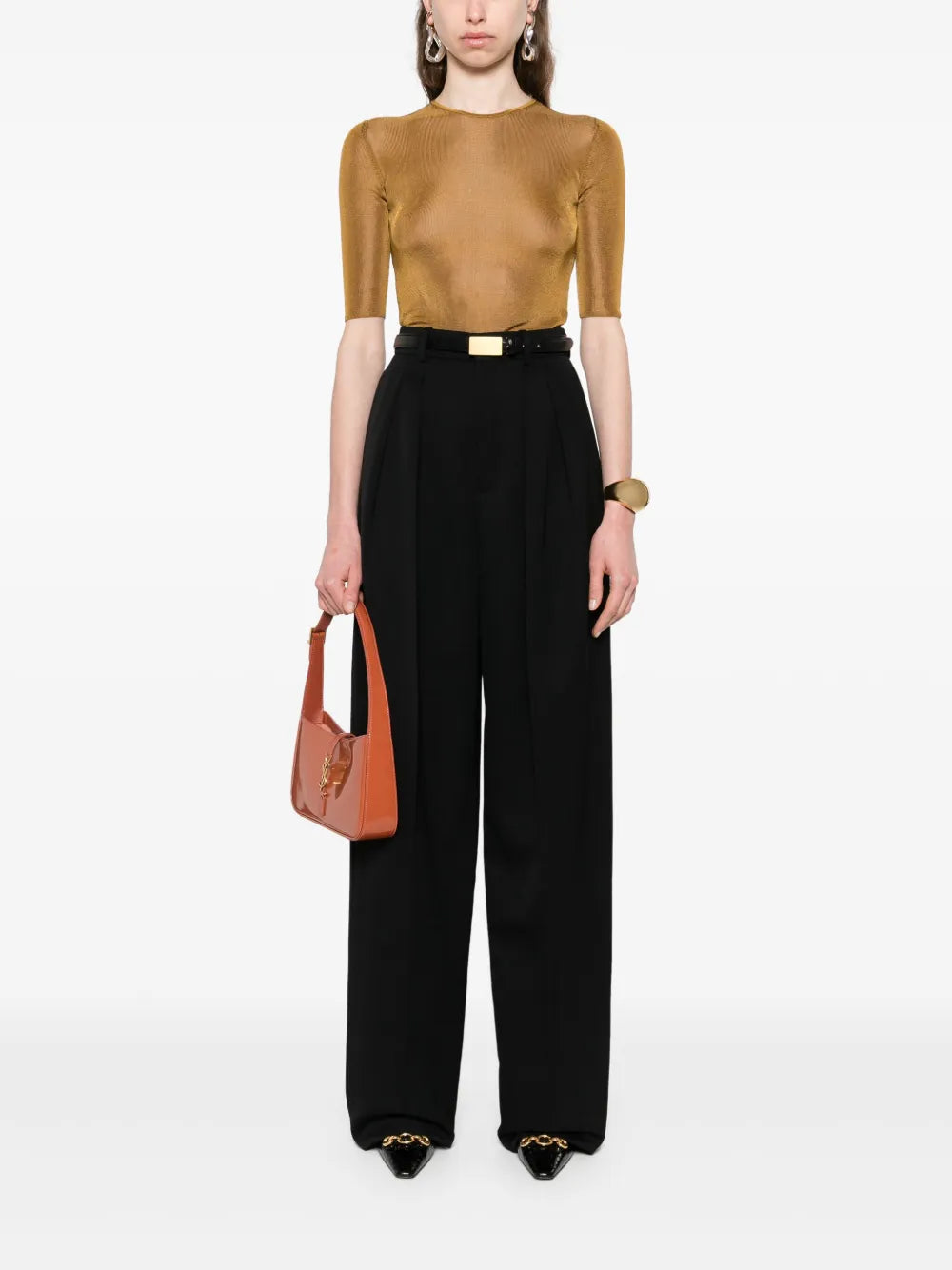 Image of Black Wool Trousers by Saint Laurent for Women - Season Spring-Summer 2025 - Back View