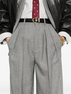 Image of Wide Leg Wool Pants by Saint Laurent for Women - Season Spring-Summer 2025 - Detail View 7