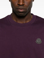 Image of Bordeaux Leather Logo T-Shirt by Moncler for Men - Season Autumn-Winter 2025 - Model view 3