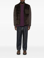 Image of Bordeaux Leather Logo T-Shirt by Moncler for Men - Season Autumn-Winter 2025 - Model view 1