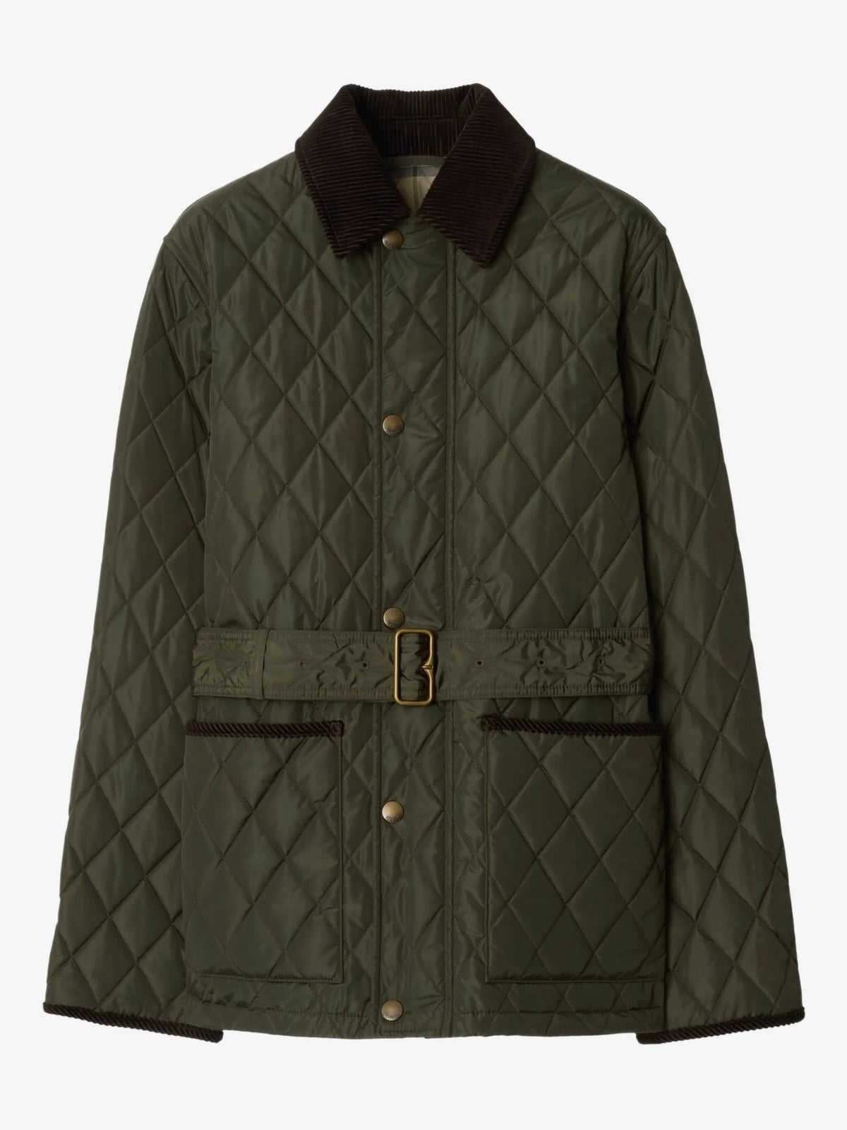 Image of Kaki Quilted Jacket by Burberry for Women - Season Autumn-Winter 2025 - Model View 1