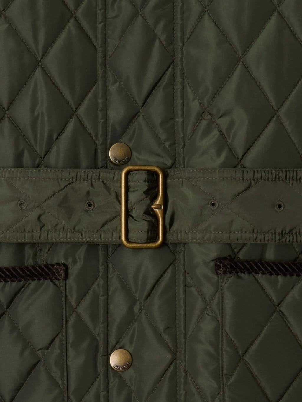 Image of Kaki Quilted Jacket by Burberry for Women - Season Autumn-Winter 2025 - Model View 3
