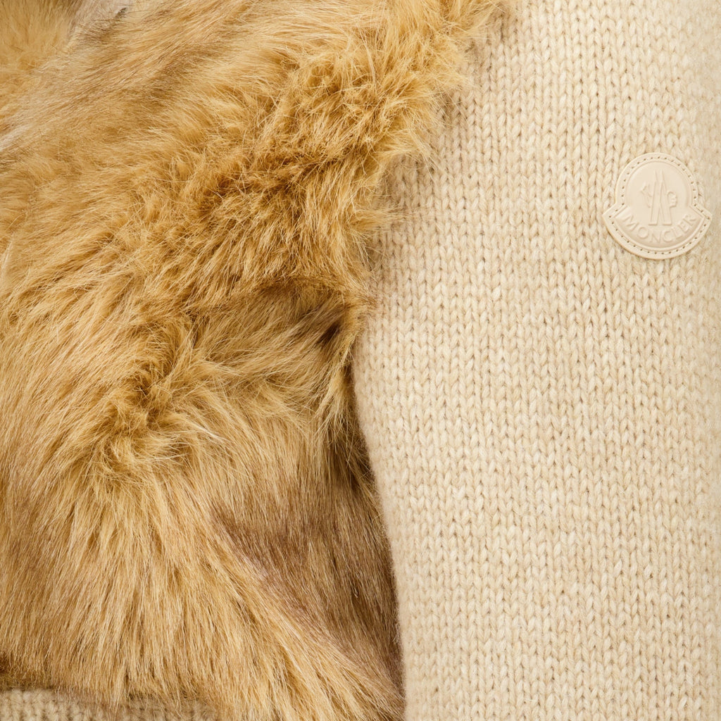 Cardigan beige trapuntato in alpaca