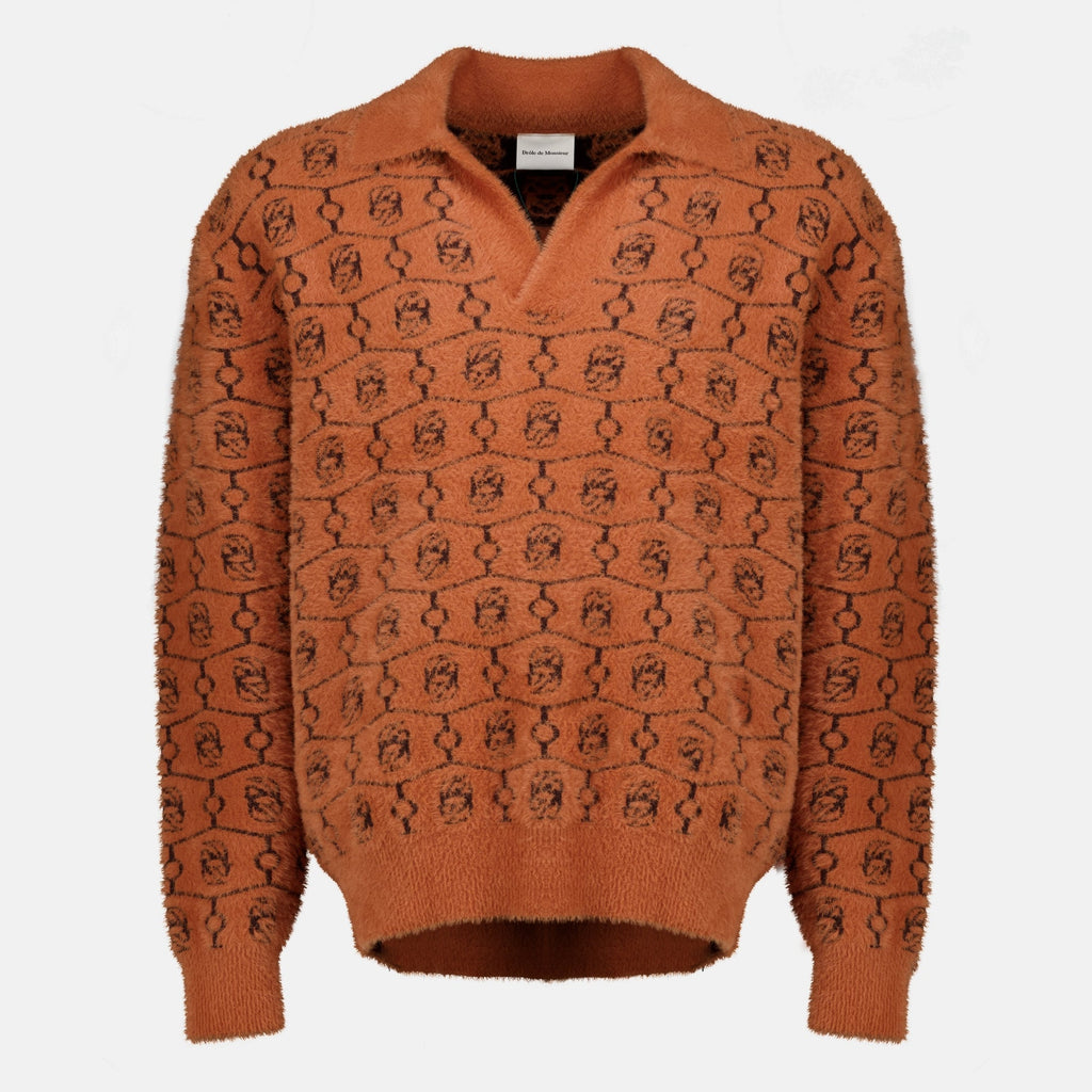 Brun ullpolo med monogram