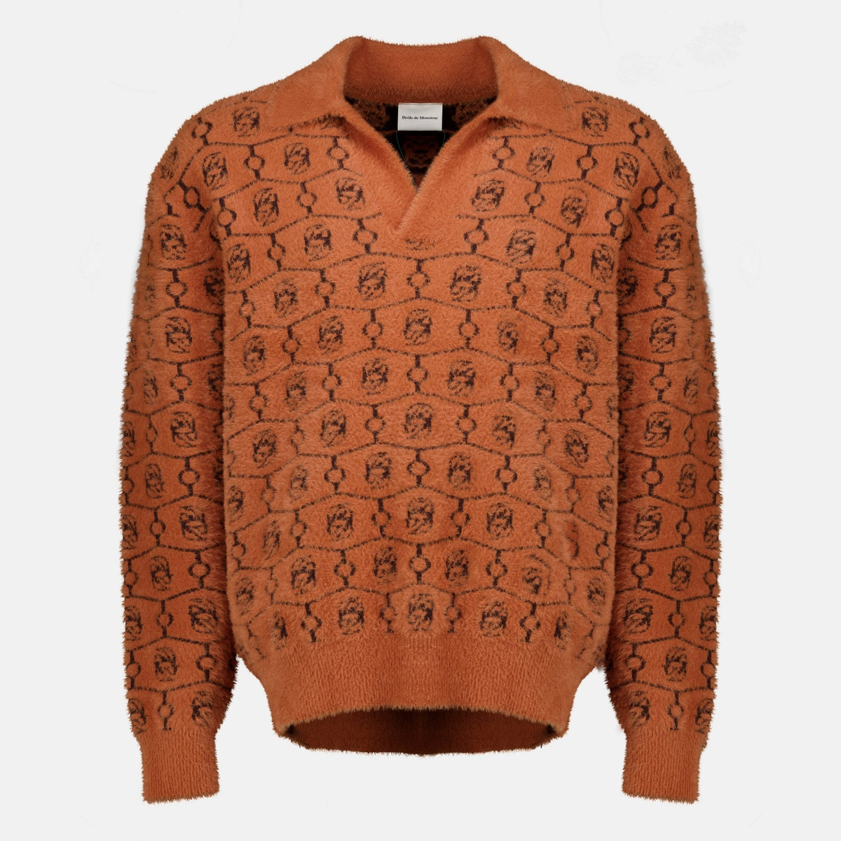Brun ullpolo med monogram