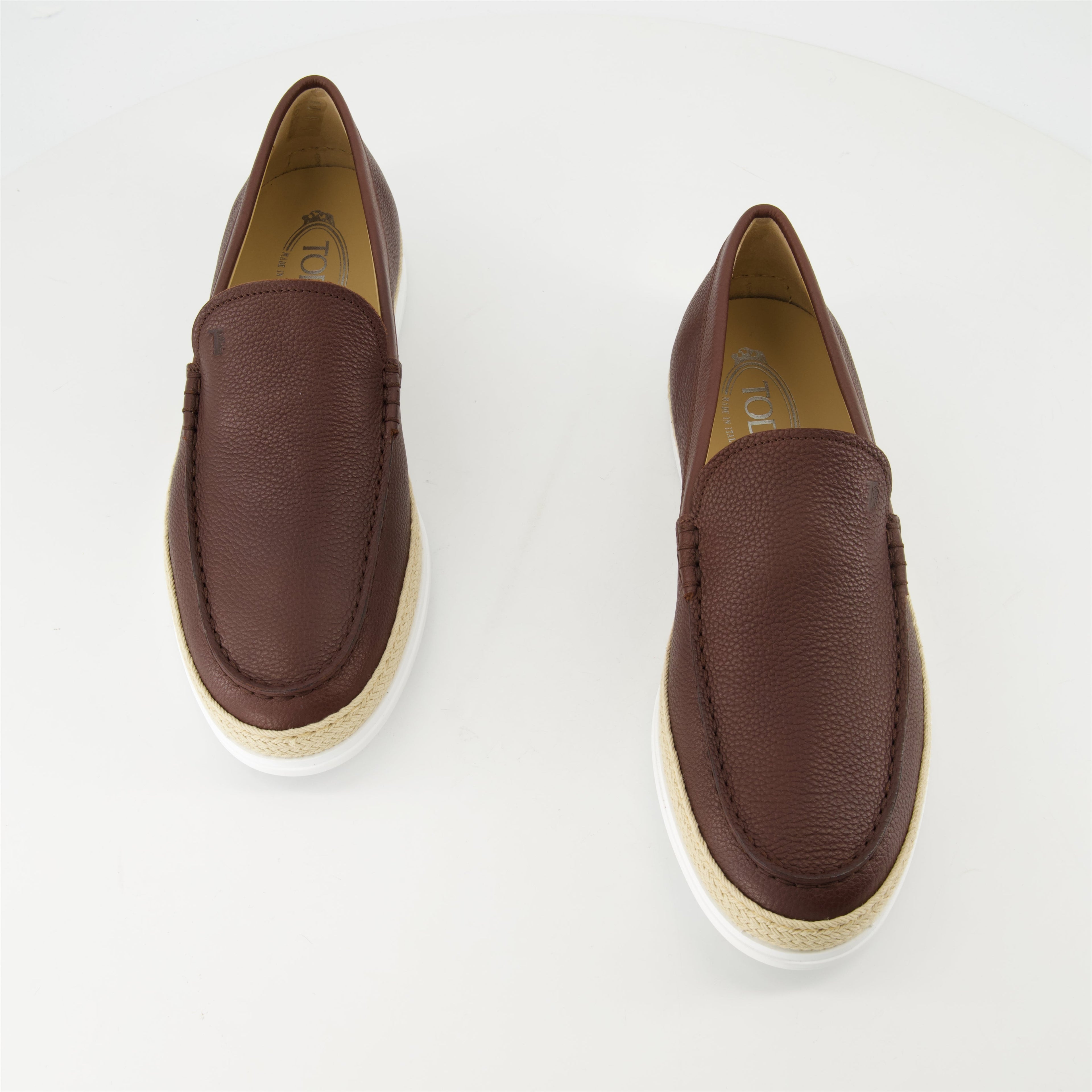 leather moccasins, Tod's shoes, brown moccasins, stylish footwear, artisanal leather shoes