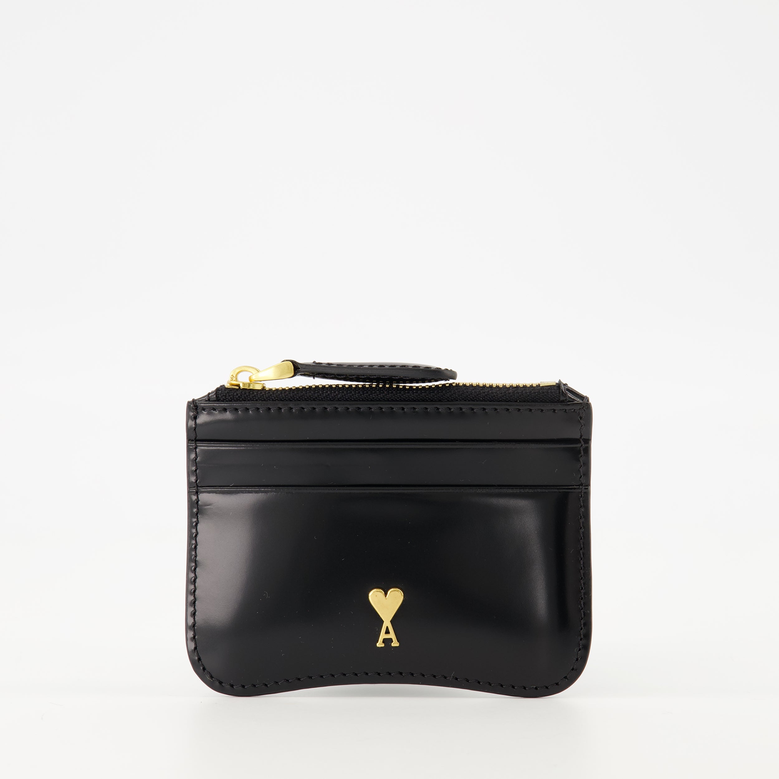 Ami Paris card holder, leather card holder, square design card holder, unisex leather accessory, luxury cardholder