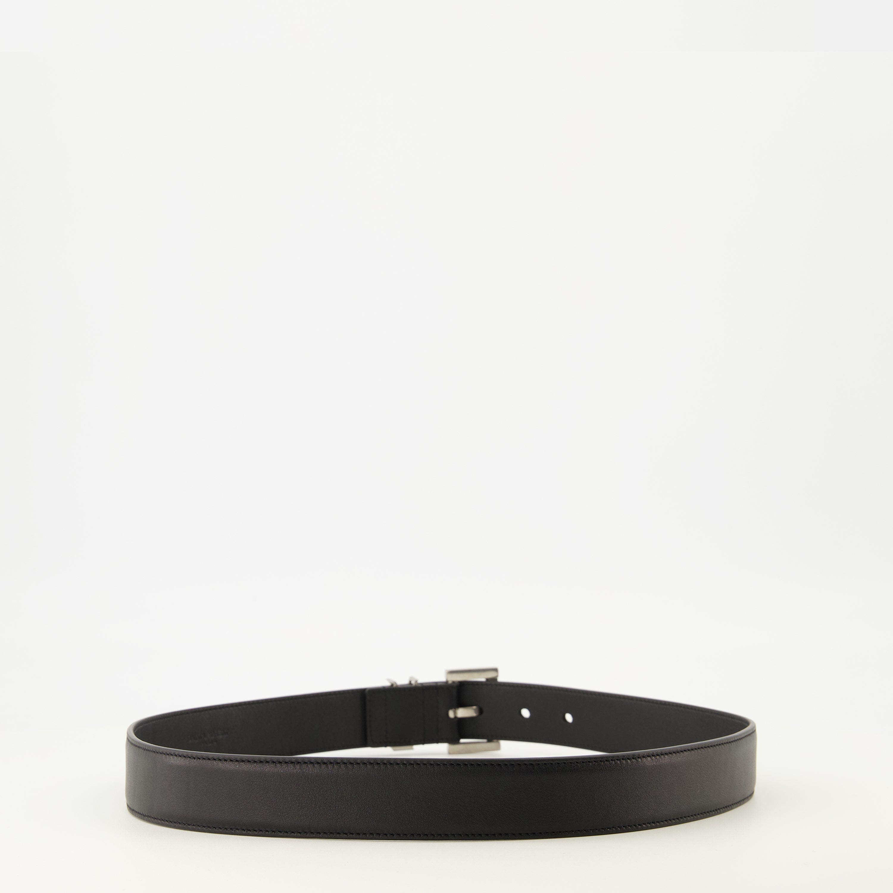 Cassandre belt, black leather belt, Saint Laurent accessories, luxury belts, fashion belts