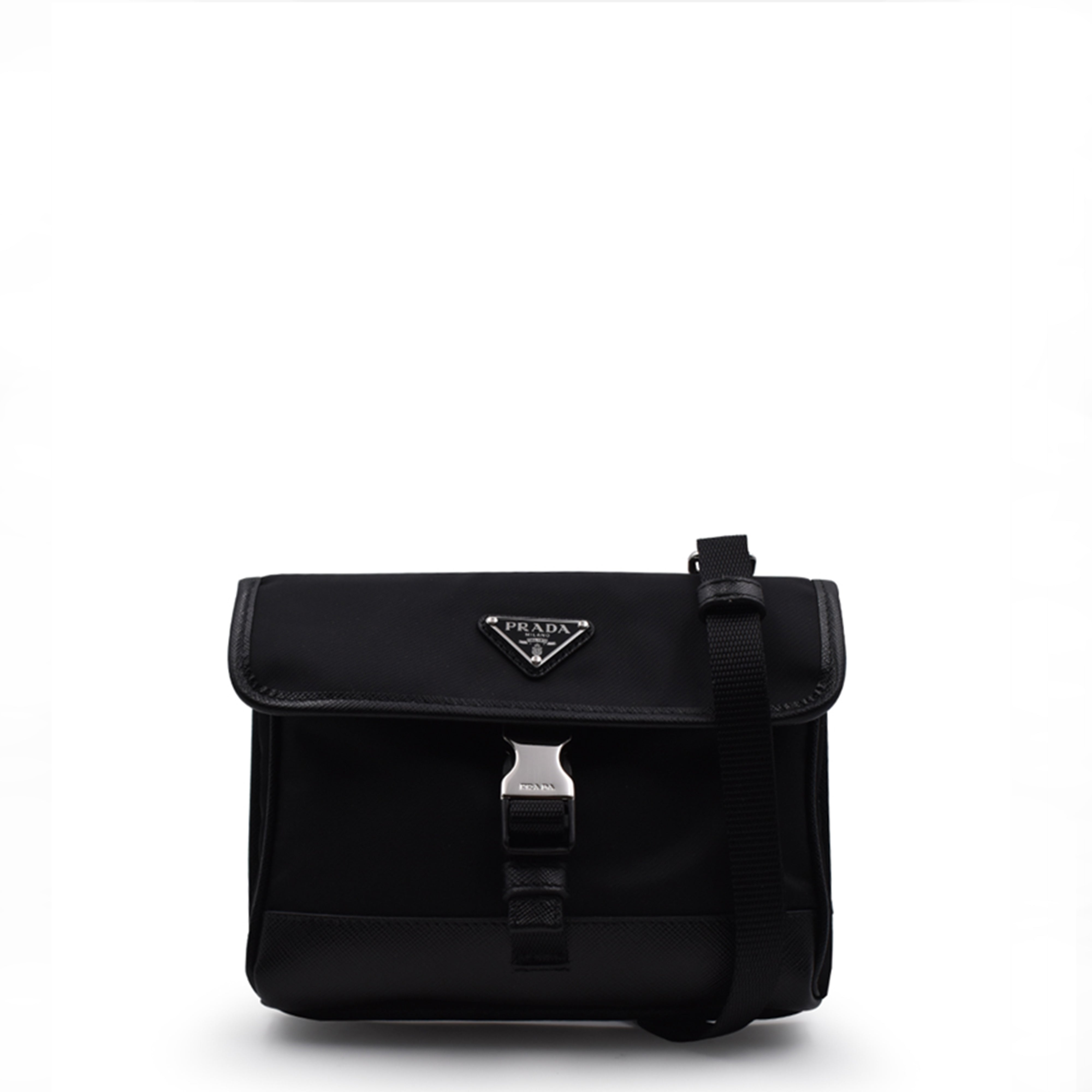 Mini Pouch in Re-Nylon and Black Leather - Prada - Men | WE IN STYLE
