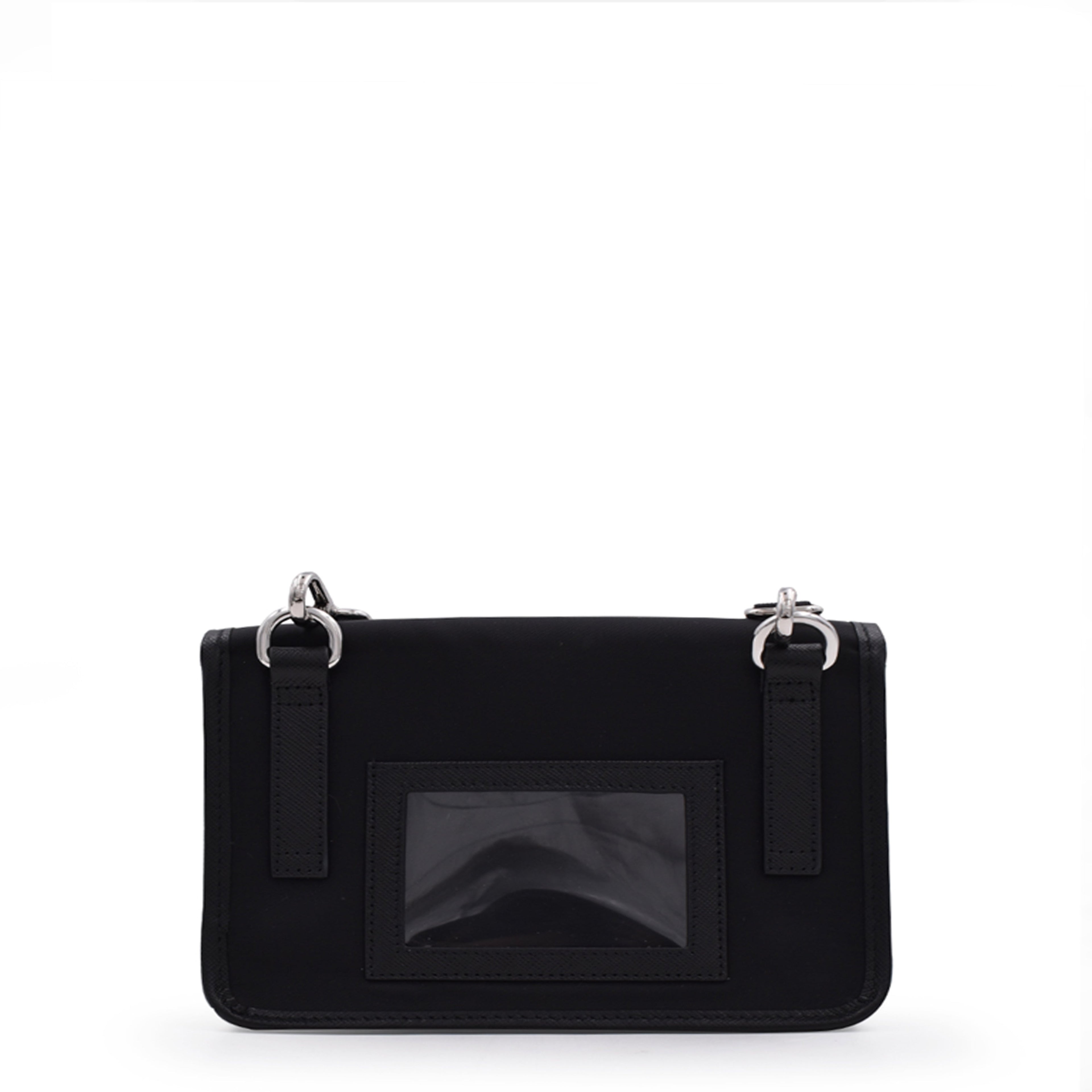 Mini Pouch aus Re-Nylon und schwarzem Leder