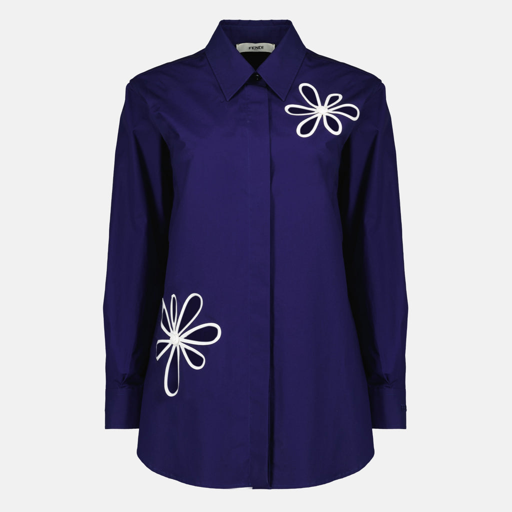 Camisa de popelina azul marino con aberturas