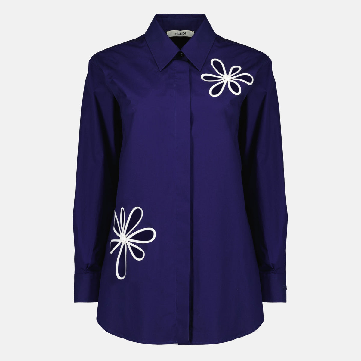 Camisa de popelina azul marino con aberturas