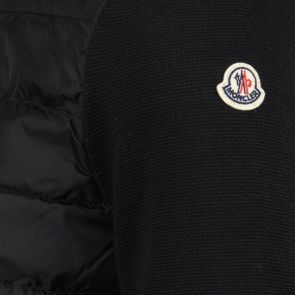 Moncler jacket, black bi-material jacket, luxury men's jacket, Autumn-Winter 2024, nylon wool jacket