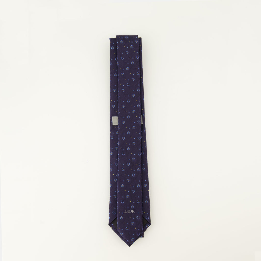 Dior tie, Oblique Revival tie, navy silk tie, designer accessories, luxury ties